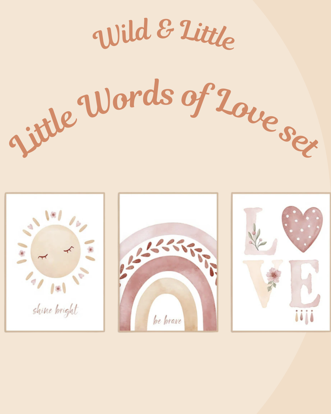 Wild & Little - Little Words of Love – Posterset in Houten Lijst