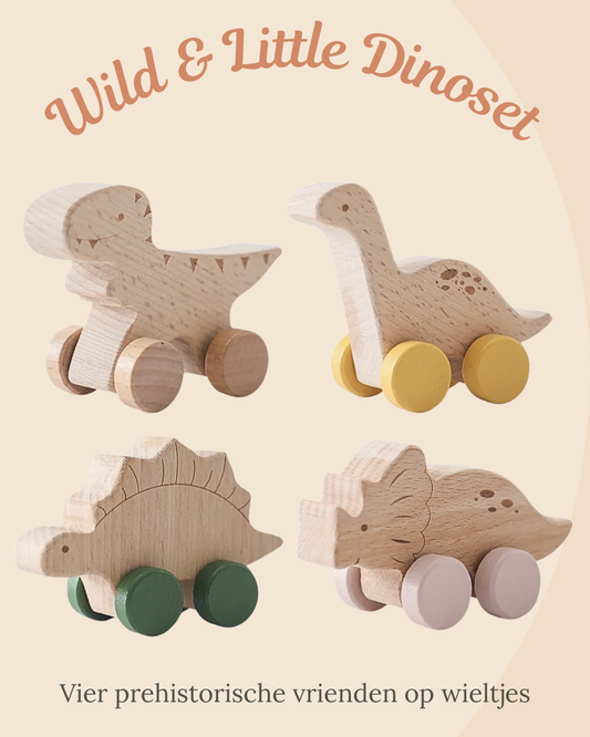 Wild & Little Dinoset - Vier prehistorische vrienden op wieltjes